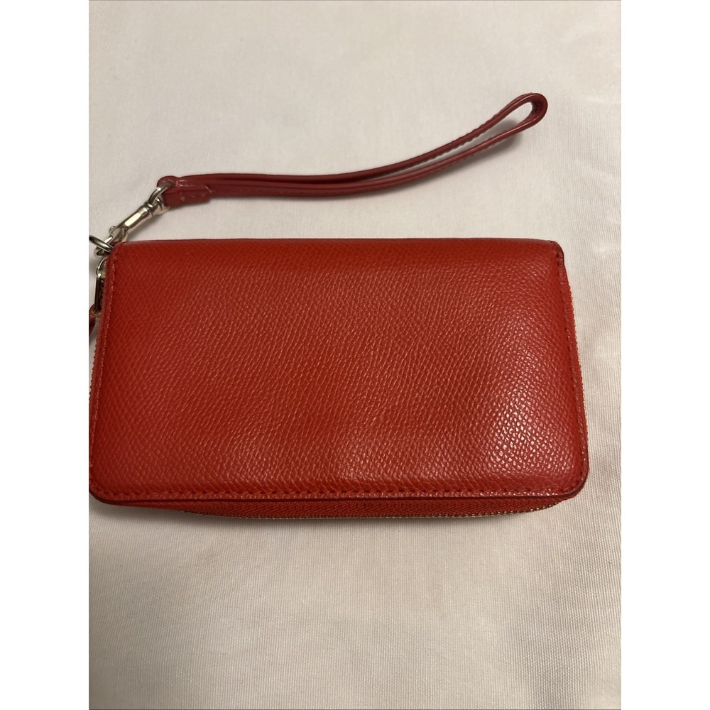 Coach Double Zip Travel Wallet Womens Leather Organizer True Red Pebbled Leather - Picture 8 of 10